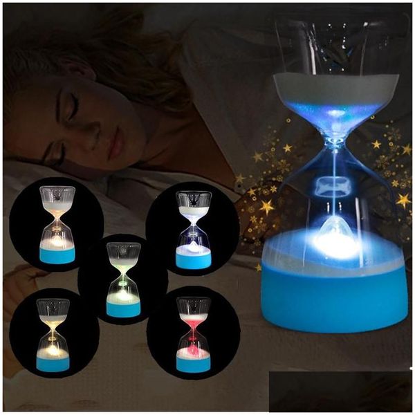 Andere Wohnkultur LED Sanduhr Nachtlampe Farbwechsel Party Lichter Weiche Baby Kind Slee Smart Charge USB Schlafzimmer Nachttisch Geschenk Drop Dhae4