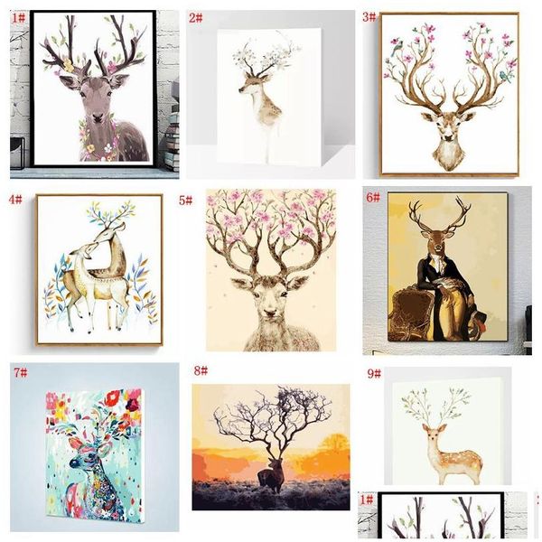 Pinturas pinturas a óleo diy decoradas animal imagens de tinta tinta de mão pintada à mão para sofá Decoração de parede sem moldura 16x20 polegadas VT14951 Drop dhr8o