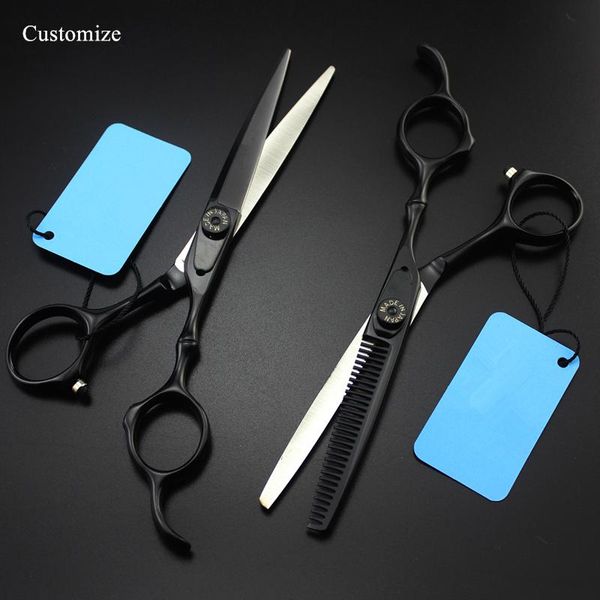 Ferramentas personalizar/nome jp aço 6 ''tesoura de cabelo de bambu preto corte de cabelo ferramentas de barbeiro tesoura de corte tesoura de cabeleireiro