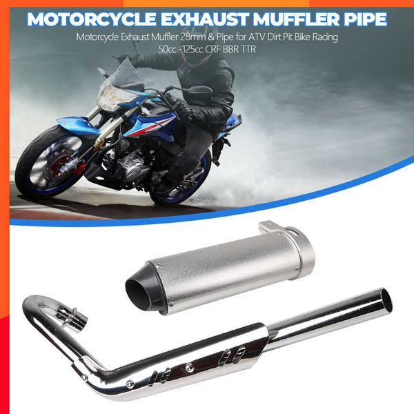 Novo tubo silenciador de escapamento de motocicleta 28 mm 50cc -125cc CRF BBR TTR Thumpstar Pit Bike Dirt Bike acessórios para motocicleta