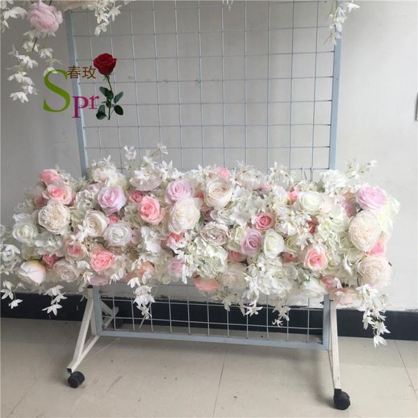 Dekorative Blumen SPR Hochzeit Anlass Blumenwand Bühnenhintergrund Künstlicher Tischläufer Bogen Blumen Großhandel