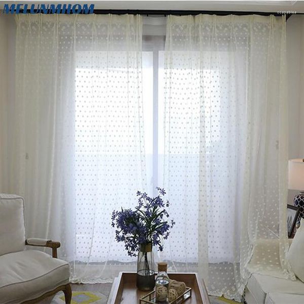 Cortina branca coreana malha flores de renda de gaze telas de janela cortinas para sala de estar bordando bordado bordado quarto de tule