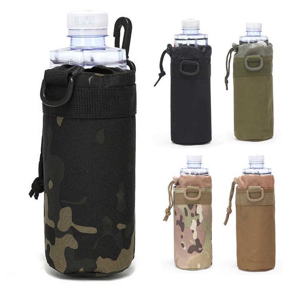 Бутылка с водой тактическая молоковая стойка с нейлоновым военным на открытом воздухе в походы по пешеходным охотничьим палаточной палаточной бутылке Сумка P230530