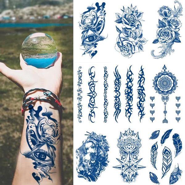 Tattoos 50 Stücke Saft Tinte Körperkunst Tattoo Dauerhaft Wasserdicht Temporäre Aufkleber Flash Arm Tiger Löwe Drache Mode Gefälschte Mann Frauen Tatoos