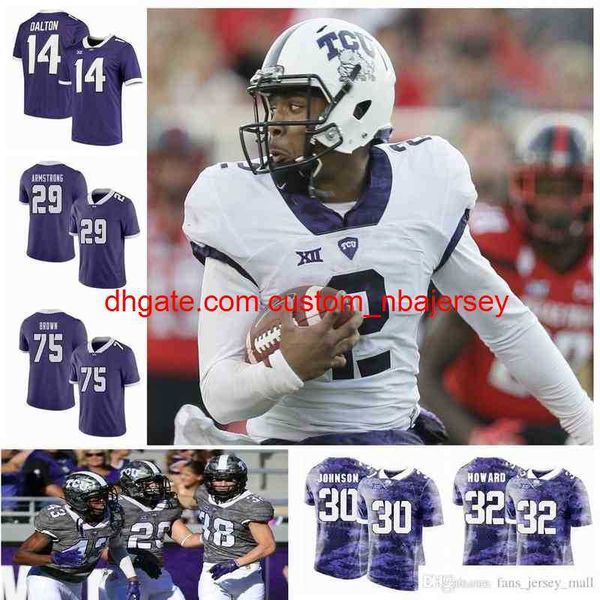 Benutzerdefinierte TCU Horned Frogs College-Football-Trikots 14 Andy Dalton Jersey 1 Jalen Reagor 3 Shawn Robinson 10 Michael Collins Kenny Hill St