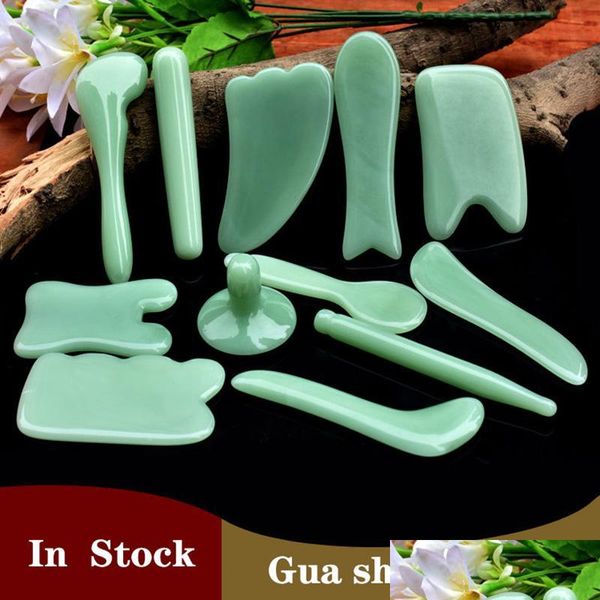 Outros gostos domésticos, vários estilos de vários estilos naturais jades gua sha massagem da placa de raspa