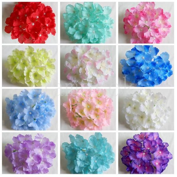 Hidrangea simulada 18 cm Amazing colorido flores decorativas para festa de casamento Hydrangea Artificial Silk Diy Flower Decoration Df235