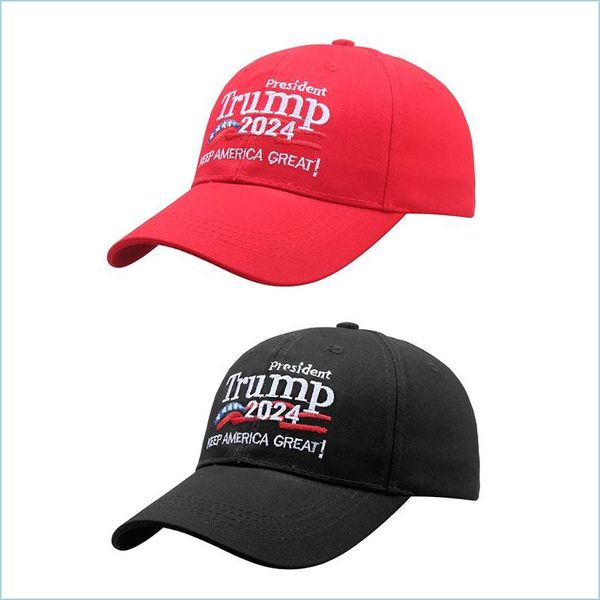 Cappelli da festa Donald Trump 2024 Cappello da baseball ricamato con cinturino regolabile Keep America Great Banner Drop Delivery Home Garden Dhqsc