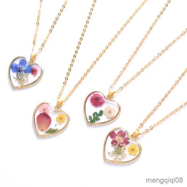 Подвесные ожерелья 1peece Peece Flat Heart с натуральным консервированным свежим лепестками ожерель