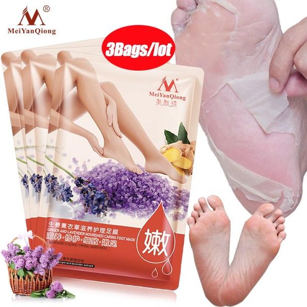 Piedi 3pcs maschera del piede di lavanda peeling per gambe maschere piedi esfolianti calzini scrub per pedicure tacco anti -crack rimuovi le donne patch della pelle