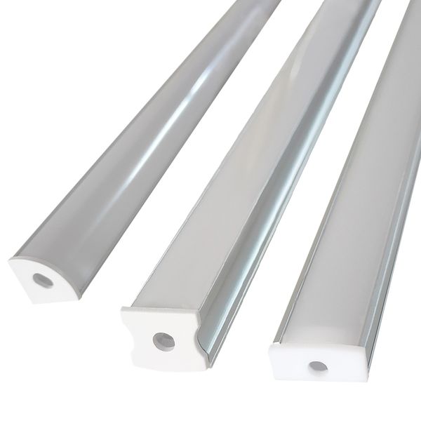 Tampa leitosa do sistema de canal de alumínio LED, tampas de extremidade em forma de U de 6,6 pés / 2M fo 3,3 pés / 1 M V U e clipes de montagem, instalação muito fácil, perfil de alumínio para luz de tira LED usastar