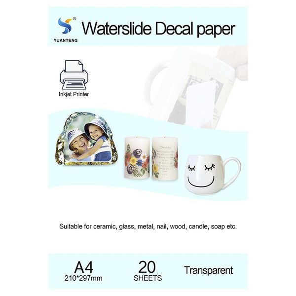 Papier (20pcs/Los) A4 -Größe Tintenstrahlwasser -Schleimschildabklebungspapier transparentes Druckpapier klar