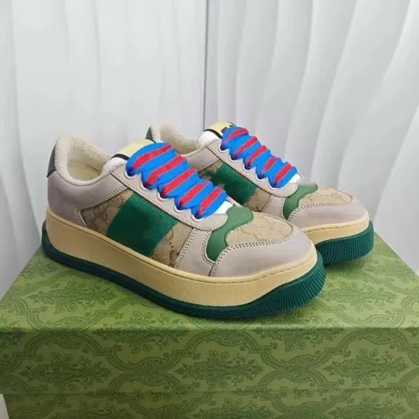 Designer Screener sneakers uomo scarpe casual suola spessa da donna pelle vintage tela Web verde e arancione abbigliamento sportivo retrò taglia grande nuovo arrivo 08