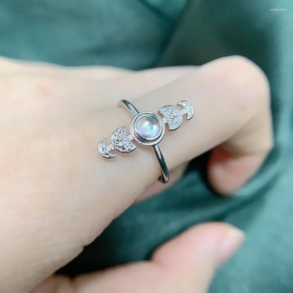 Cluster Rings Simple Vintage Semiprecious Moonstone For Woman Man Crescent Full Moon White Gold Color Birthday Fashion Fashion Jewelry KCR229