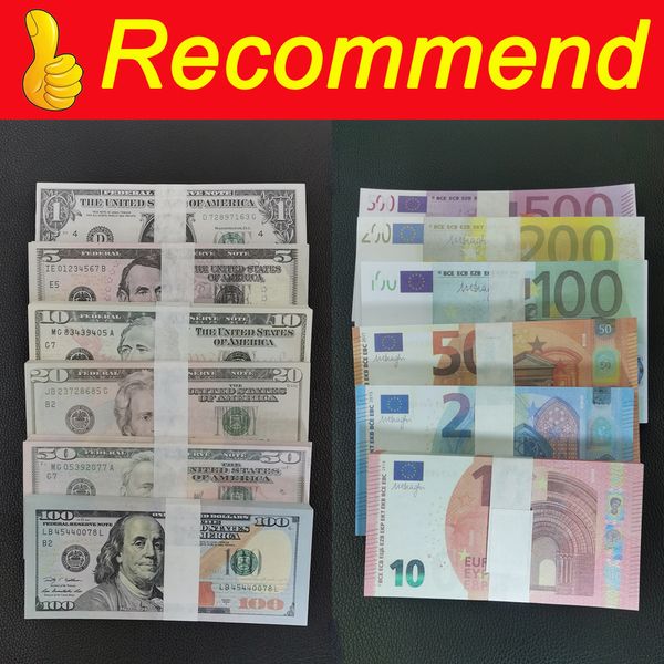 Articoli per feste Copia denaro Prop Euro Dollaro 10 20 50 100 200 Articoli per feste Film finto Soldi Billette Gioca Collezione Decorazione Gioco Token Finta billetta