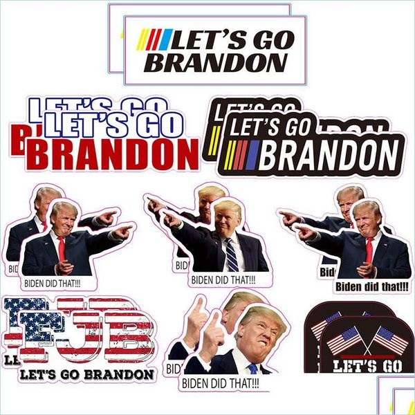 Favore di partito Lets Go Brandon Flags Sticker per auto Trump Prank Biden Adesivi in pvc Drop Delivery Home Garden Forniture festive Evento Dhuit