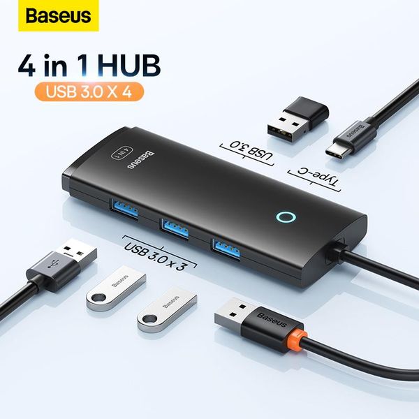 Hubs Baseus Lite Series 4Port USB Hub Adattatore Tipo C a USB 3.0 Hub Splitter Adapter per MacBook Pro iPad Docking Station Hub