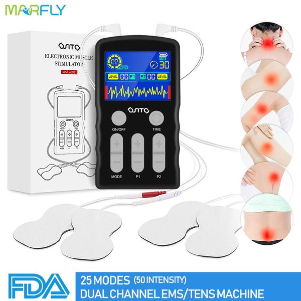 Prodotti 25 Modie Dual Channel Fisioterapia TENS UNITÀ Muscolo Eletrico Muscolo EMS EMS Digital Pulse Body Massager Agopuntura Sollievo