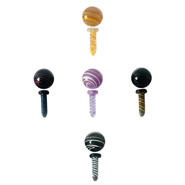 Glas-Terp-Slurper-Nagelschrauben-Set, rauchende farbige Perlen, 20 mm OD, Farbe Marmorperle für Slurp-Quarz-Banger-Nägel, Wasserbongs, Dab-Ölplattformen