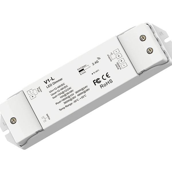 1CH * 15A 12-48VDC CV LED Controller Push-Dim V1-L para luz de tira led SMD de cor única 5050 3528