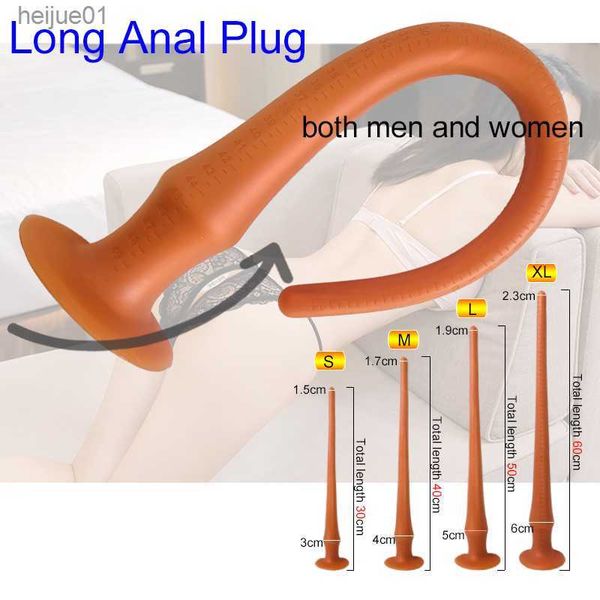 Brinquedos adultos flexíveis silicone anal plug de plug de sexo longa anánus anus masturbador massageiro massageiro de prosperista para homens homens sex shop l230518