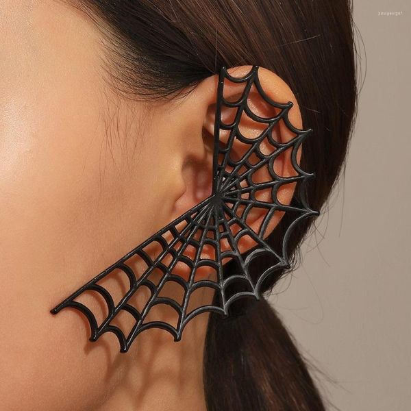 Orecchini a cerchio Neo-Gothic Spider Ear Clip senza puntura Y2K Black Punk Big Wed Orecchini Polsini Esagera cartilagine gioielli orecchino