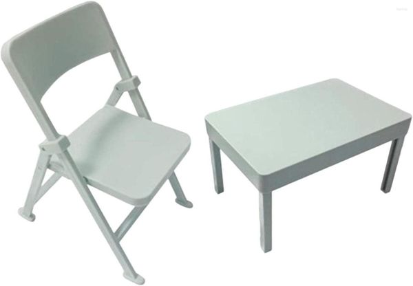 Camp Furniture 1/6 Tisch-Stühle-Set, vielseitig einsetzbar, für Puppen, Puppenhaus, Straßenbau, DIY-Zubehör, Grau