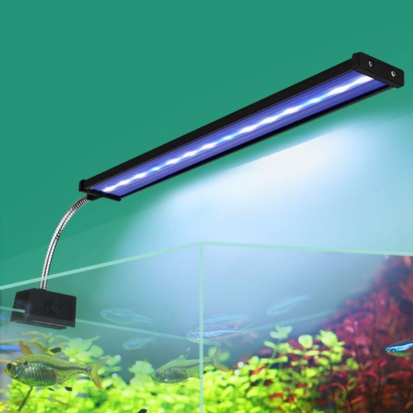Iluminações liga de alumínio luz do aquário para plantas aquáticas cabeça flexível led iluminação aquário 100v ~ 240v ultra fino para tanque de peixes