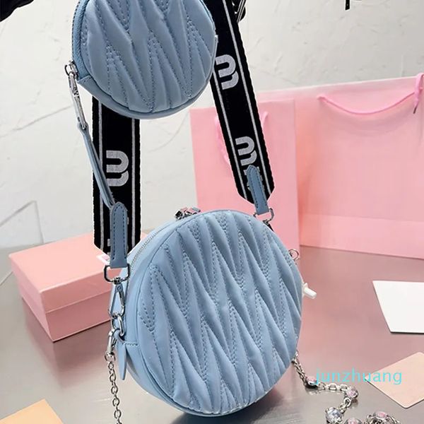 Piled 2'si yuvarlak çanta kadın tasarımcı çanta mücevher zinciri omuz çantaları dokuma harf omuz askısı mini kese fermuar kapanması 2023