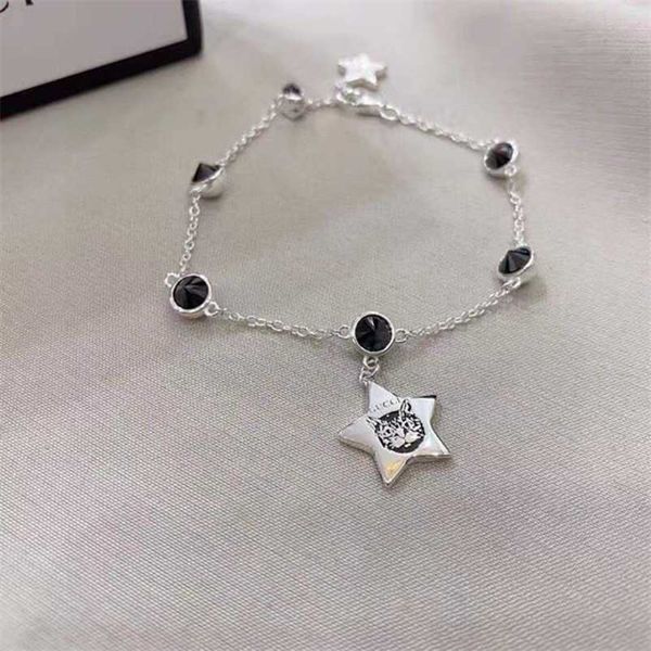 Designer-Schmuck, Halskette, Ring, einfacher Stil, fünfzackiger Stern, Katze, schwarzes Spinell-Armband für Männer und Frauen, hohe Qualität