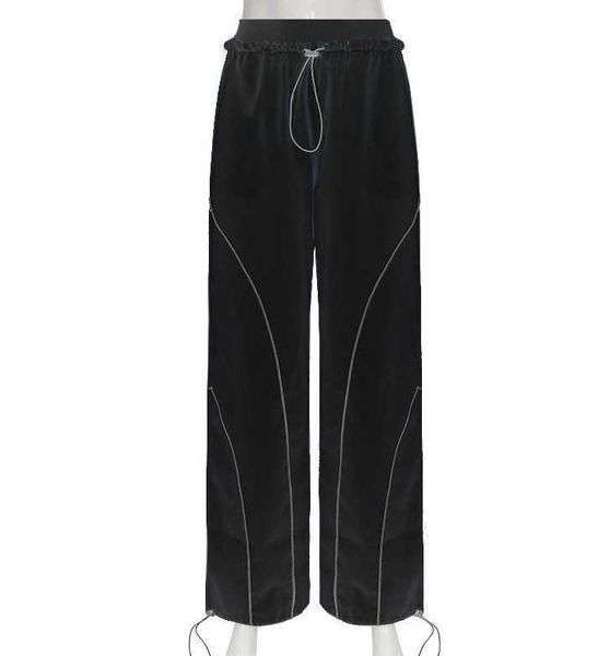 Pantaloni bianchi Streetwear Pantaloni sportivi da donna Y2k Pantaloni sportivi da jogging a righe dritti elastici Capris Pantaloni casual alla moda coreana