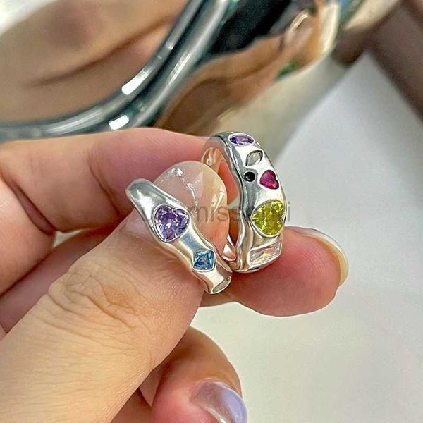 Anéis de banda 2023 Anéis irregulares de opala coreana Zircão rosa Pedra natural Anéis de noivado de casamento de opala Cristal Y2K Anéis de joias estéticas J230531
