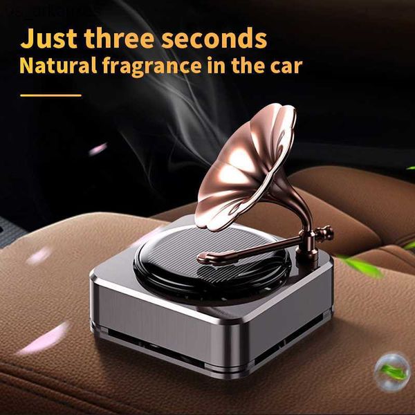 CARRO AR AR Air Solar Antique Phonograph Style Energy Player Player Rotativo Fragrância de Perfume para Cars Acessórios Interior L230523