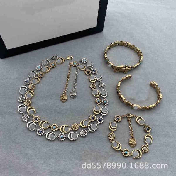 collana di gioielli di design anello bracciale con set di fiori shuangg abbinamenti multipli con lo stesso stile rurale nuovi gioielli di alta qualità