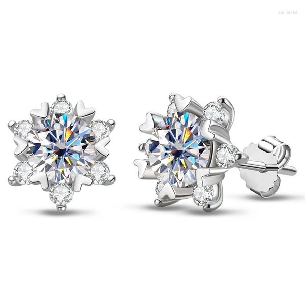 Orecchini a bottone Brillante Moissanite 0,8 Ct D Colore VVS1 Purezza Argento sterling S925 placcato oro bianco per gioielli da donna