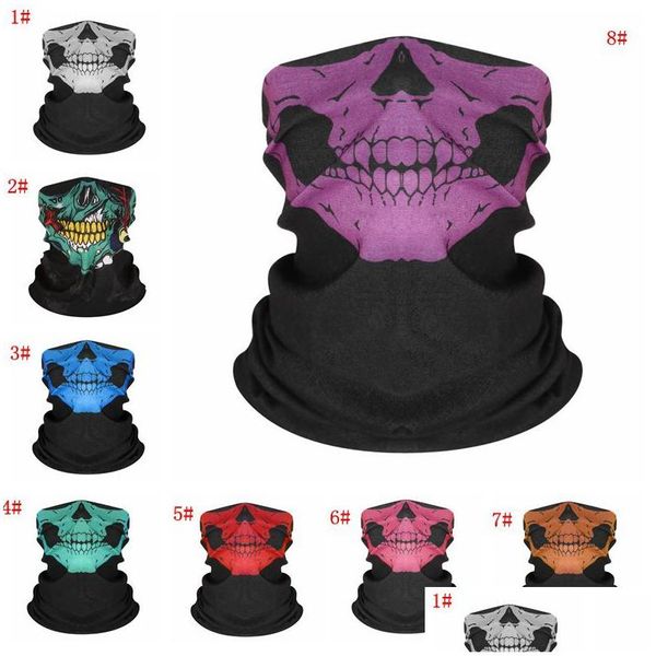 Maschere per feste Mtifunction senza soluzione di continuità Magic Skl Sciarpa Mezza maschera Ciclismo all'aperto Turbante Equitazione Scaldacollo Costume di Halloween Dbc Drop Dhrkc