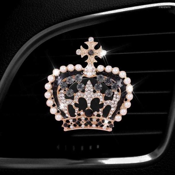 Внутренние украшения Bling Athestone Crown Perfume Clip воздух освежитель свежий хрустальный бриллиантовый вентиляционный вентиляционный вентиляционный вентилятор диффузор L230523