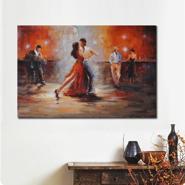 Sala de arte em tela com pintura a óleo impressionista moderna de tango de paisagem de Willem Haenraets para decoração de parede doméstica