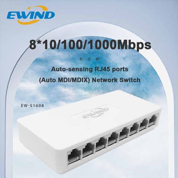 Переключатели eWind Ethernet Switch 5/8 Ports Desktop Gigabit Network Switch 10/100/1000 Мбит/с Адаптер Fast RJ45 Ethernet Switch Auto MDI/MDIX