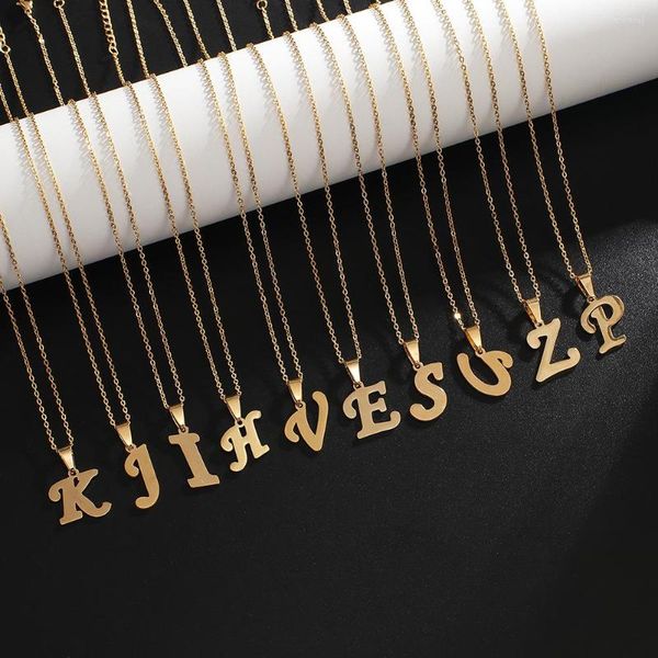 Цепочки минималистское золото начало A-Z Письмо ожерелье для женщин Алфавит из нержавеющей стали Кокерская цепь ювелирных изделий подарки на день рождения подарок оптом