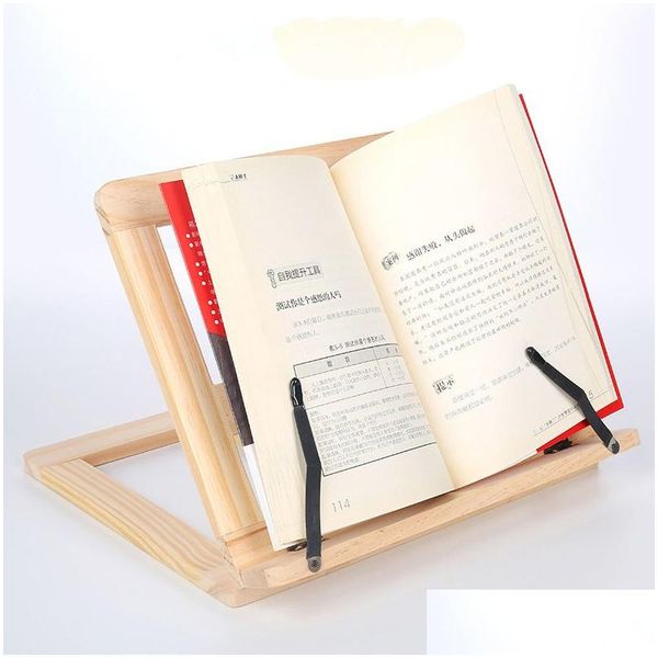 Altri accessori da scrivania Supporto per leggio in legno Supporto per libri in legno portatile regolabile Tablet per laptop Studio Cuoco Libri di ricette Stand Der Dhted