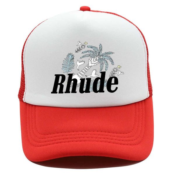 Berretto da baseball RHUDE cuciture a rete berretto da baseball moda unisex lettere ricamate serie rhude berretto per camion per il tempo libero regolabile cofano Rhude.OWN8