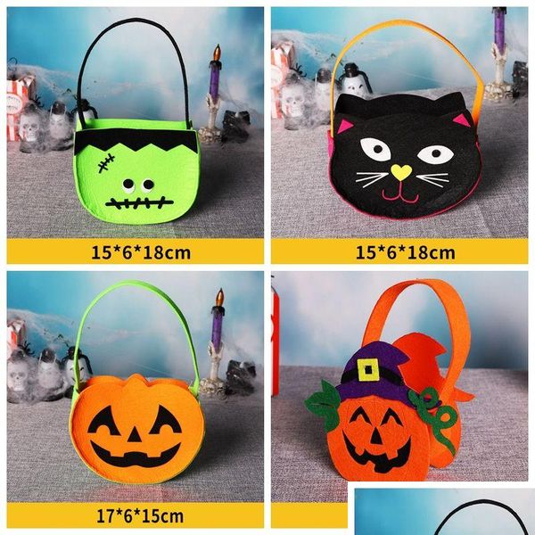 Altre forniture per feste festive Halloween Borsa per caramelle Borsa per bambini Regalo per bambini Gatto nero Zucca stampata Organizzatore Borse per la conservazione in tessuto non tessuto Dbc Dr Dh8Zy