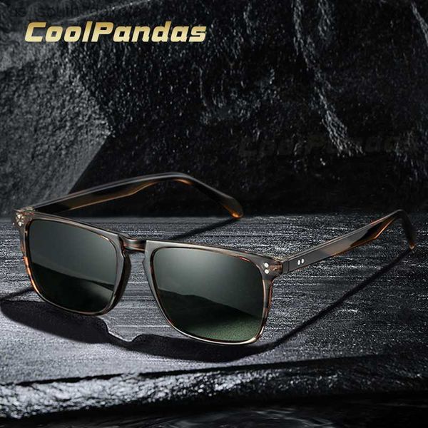 Новая модная квадратная винтажные солнцезащитные очки Ultra Light Men Men Polarized G15 Brown Design Женщины водителя солнечные очки Gafas Oculos de Sol L230523