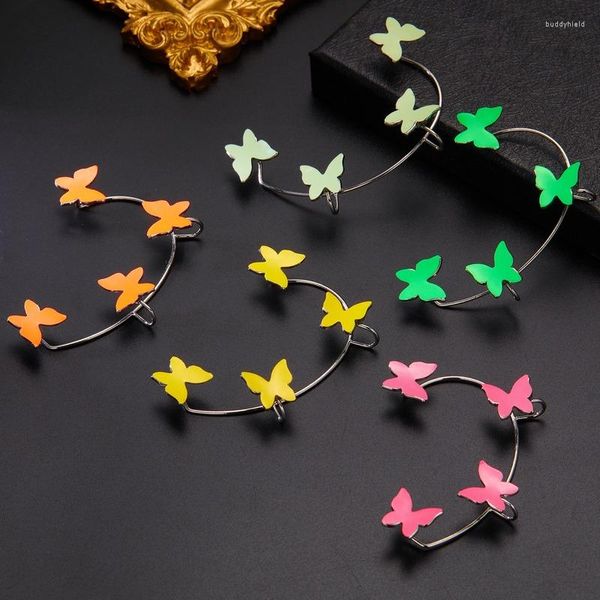 Orecchini pendenti Farfalla luminosa fluorescente 4 farfalle senza clip per osso dell'orecchio trafitto Regali per donna di gioielli di moda all'ingrosso