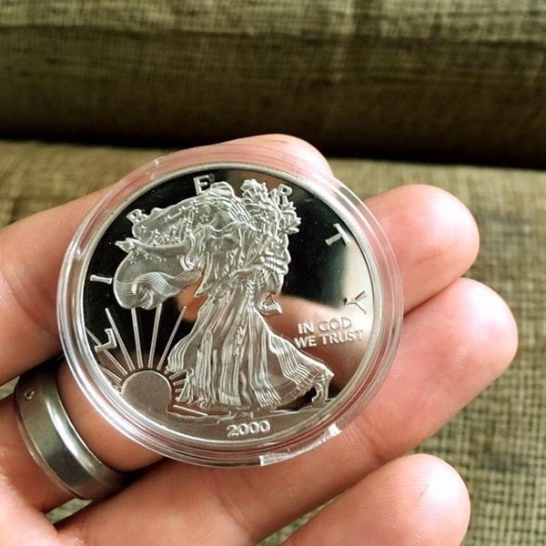 2000 1 oz estátua de liberdade American Eagle Silver Coin Mirror Effect Collection Decorações