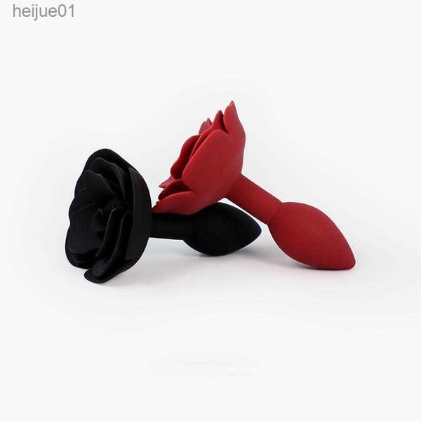 Giocattoli per adulti Silicone morbido Fiore di rosa Plug anale Buttplug Giocattoli anali del sesso Ano Masturbatore Dilatatore Massaggio prostatico per uomini donne L230518