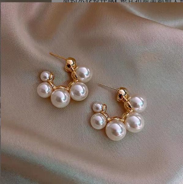 Grandi orecchini di perle Orecchini a forma di ago in argento 925 Orecchini di moda femminile Regali di gioielli di compleanno per feste femminili