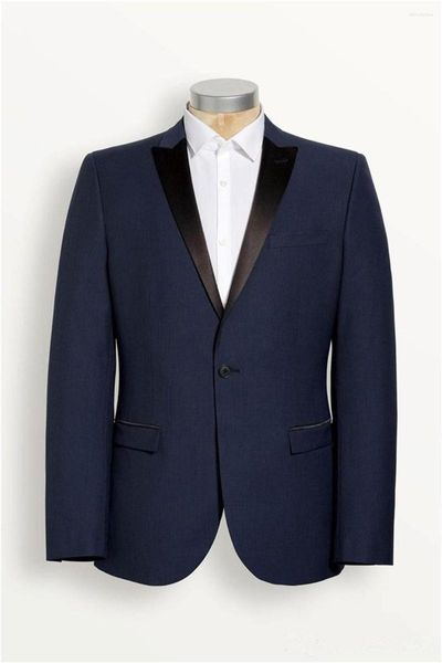 Abiti da uomo Alta qualità Su misura 2 pezzi Un bottone Risvolto con visiera Navy Bule Wedding Party Prom Uomo Ultimo stile 2023 Terno Masculino