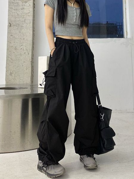 Calça feminina capris zoki streetwearwear hip hop cargo mulheres bolsos de moda de moda de grande porte